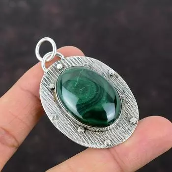 Малахитовый кулон ручной работы в стиле бохо Ювелирные изделия из стерлингового серебра 925 пробы Изысканный кулон Ювелирные изделия из драгоценных камней Подарок для матери Ювелирные изделия из камня по случаю рождения