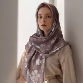 Малайзия Цветочный Принт 110 Квадратный Шарф Мусульманский Хиджаб Женщины Элегантные Шали Дамы Повседневный Головной Платок Тюрбан Косынка Оптовая Продажа