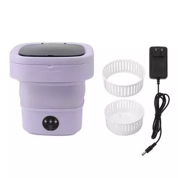 Малая складная стиральная машина TPE и PP 100?240 В Встроенный Дегидратор 6 л Мини Портативный Ведро фиолетовый