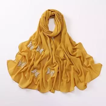 Malaysia Scarf Pearl Silk Headscarf Islamic Clothing Turbans Satin Hijab For Women