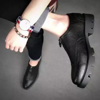 Male Casual Shoe Business Dress Height Increasing Zipper Men s Leather Shoes Formal Classic Original Free Delivery Shipping Pu 38