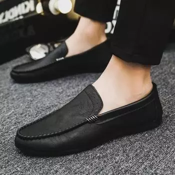 Male Casual Shoe Round Toe Flat Men s Leather Shoes Loafers New In Footwear Offer Legitimate Classic Original Size 45 Designer 39