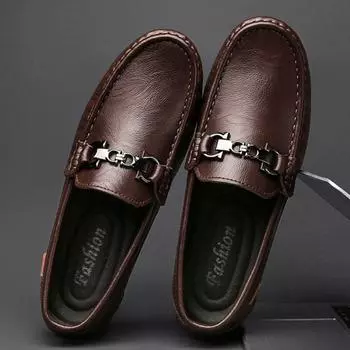 Male Casual Shoe Soft Moccasin New In Slip-on Men s Leather Shoes Cheap Clearance Korean Style Legitimate Size 45 Delivery Sale 38
