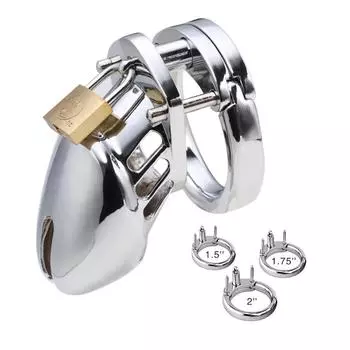 Male Chastity Cage with Lock - SM Metal Adult Toy