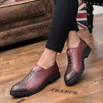 Male ClassicWedding Party Oxfords Shoes Italian Men Dress Shoes Brogue Oxfords Slip On Dress Loafers Driving hjm9 38 чёрный