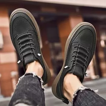 Male Comfortable Sneakers Genuine Leather Men Casual Shoes Classic Men s Antiskid Vulcanize Shoes High Quality Fashion Flats Men 36 чёрный