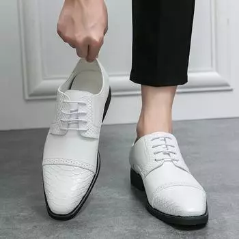 Male Oxfords Shoes Leather Fashion Club Shoes Men 2024 Brand Classic Men Shoes for Wedding Lace-Up Men s Casual Coiffeur Shoes 39 чёрный