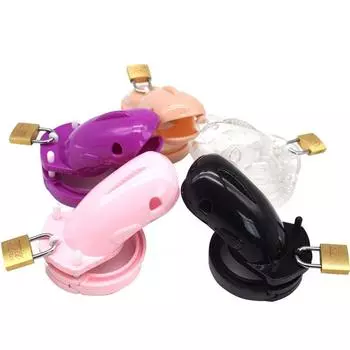 Мужской Замок на Пенис Замок Целомудрия CB Пластиковый Замок-Клетка для Пениса Игрушки для Взрослых Раб Кольцо для Члена Член Мошонка S