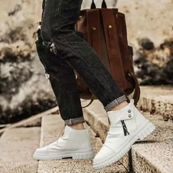 Male Shoes New With Fur Men s Boots Trendy 2025 Cheap Retro Classic High Quality Low Price Comfortable Non Slip Vintage Offer 43