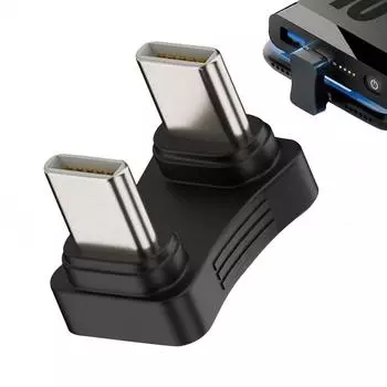 Male to Male Charger Adapter Charging Power Adaptor Type-C Adapter 180 Degree Angled Adapter чёрный
