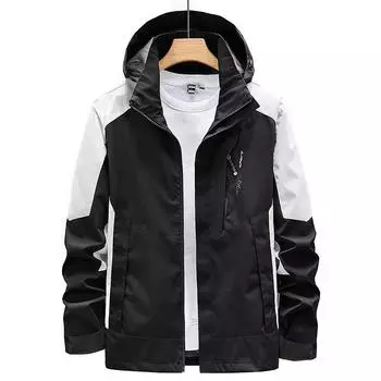 Male Windproof Outwear Windbreakers Coat Men Waterproof Jacket Men Outdoor Jackets Plus Size M синий