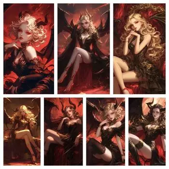 Малефисента 5D DIY Алмазная картина Вышивка Темная королева Полный квадрат Круглый наборы для вышивки крестом Стразы Мозаика Домашний декор Full Round 20x30CM