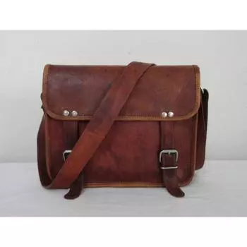 Маленькая 11-дюймовая сумка-мессенджер из козьей кожи Сумка-портфель для iPad/Tab Сумки через плечо 11 x 9 x 3 in коричневый