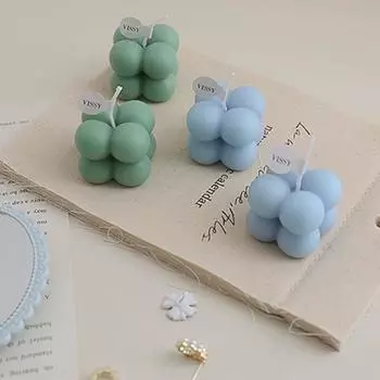 Маленькая ароматическая свеча, мини-кубическая восковая свеча в форме пузыря, ароматерапия для дома, спальни, свадьбы, фестиваля, вечеринки, украшения синий