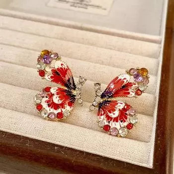 Маленькая бабочка супер фея темперамент красочные серьги-бабочки разноцветный