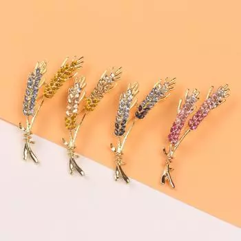 Маленькая брошь в виде колоса пшеницы, модная простая булавка для корсажа на пальто с аксессуарами