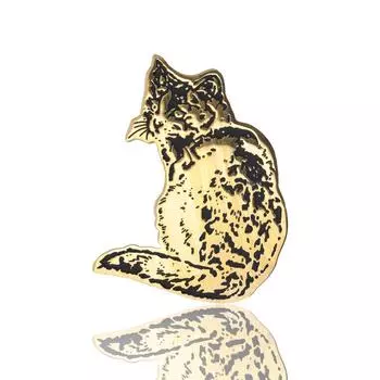 Маленькая брошь-заколка для воротника в виде милого котенка из золотой нержавеющей стали, антибликовая, сейчас
