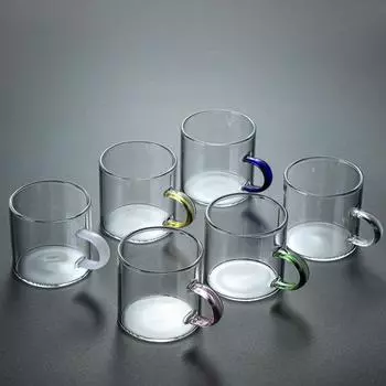 Маленькая чашка для чая из боросиликатного стекла с ручкой, прозрачная чашка для чая кунг-фу, стеклянная чашка для чая, маленькая чашка с ручкой 80ml