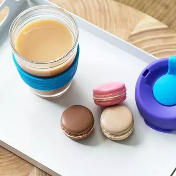 Маленькая чашка для молока, стеклянная ручка, кофейная чашка, портативная студентка, сопровождающая силикагель с крышкой, чашка для воды, персиковый порошок