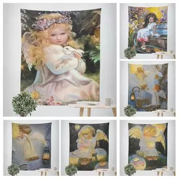 Маленькая девочка картина маслом стиль декоративный гобелен домашний декор стены офис гостиная гобелен 100x75cm