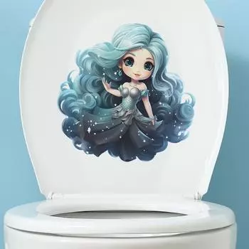 Маленькая девочка кукла туалет пристроенная ванная комната домашний фон декоративная наклейка на стену 29*29CM/fun-m80