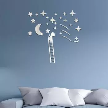 Маленькая девочка трехмерная акриловая зеркальная наклейка на стену маленькая звезда спальня общежитие настенная раскладка креативное украшение