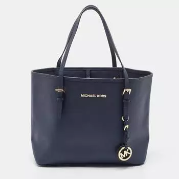 Маленькая дорожная сумка Jet Set из темной сафьяновой кожи Michael Kors, синяя
