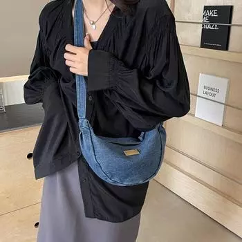 Маленькая джинсовая сумка через плечо в японском стиле весна-лето 2024, новая повседневная и универсальная сумка через плечо на одно плечо,