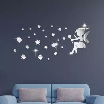 Маленькая фея 3D трехмерные акриловые настенные наклейки гостиная спальня детская комната общежитие фон настенные украшения
