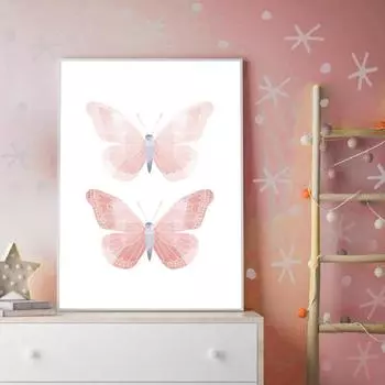 Маленькая фея, бабочка, постеры и принты, скандинавское настенное искусство, скандинавская настенная картина, декор для детской комнаты, спальни, холст, живопись 21X30cm No Frame