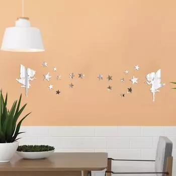 Маленькая фея звезда акриловое трехмерное зеркало настенная наклейка для комнаты девочки украшение на стену спальни самоклеящаяся