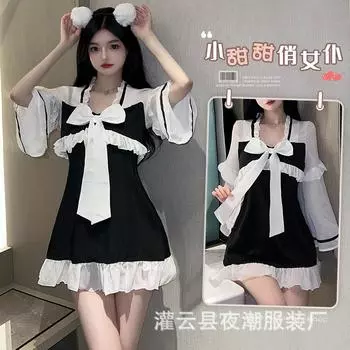 Маленькая грудь сексуальное нижнее белье униформа горничной платье костюм горничной соблазнение пижама страсть 2593 average size