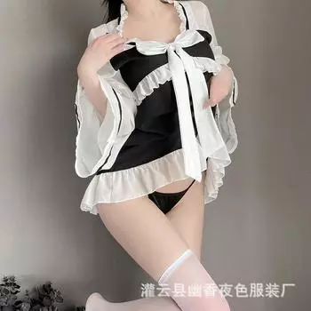Маленькая грудь сексуальное нижнее белье униформа горничной платье костюм горничной соблазнение пижама страсть average size