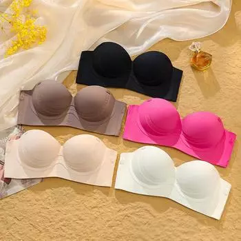 Маленькая грудь собирается и показывает большую, без стальных колец, двойная грудь 2024 новый белый бюстгальтер с фиксированным поясом и нескользящим покрытием 32/70 шампанского