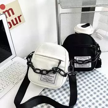 Маленькая холщовая сумка через плечо из кашемира с цепочкой, дизайнерская сумка для девочек-подростков, сумка через плечо, симпатичная сумка-тоут белый