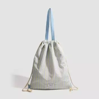 Маленькая холщовая сумка-тоут с контрастными полосками Niche Design, универсальный рюкзак на шнурке