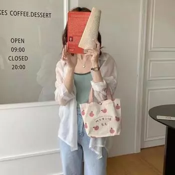 Маленькая холщовая женская сумка-тоут для еды, японская персиковая сумка для обеда, корейские мини-студенческие сумки, хлопковая ткань, пикник, путешествия, Bento