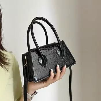 Маленькая и универсальная женская сумка, новинка 2022 года, модная сумка с текстурой крокодилового узора, мини-сплошной цвет, модный маленький телефон