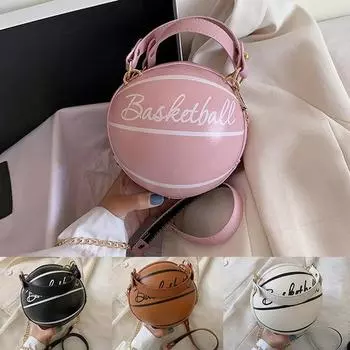 Маленькая индивидуальная сумка для баскетбола и футбола, модная женская сумка с цепочками, креативная сумка через плечо с буквами, женская мини-круглая сумка-тоут None коричневый