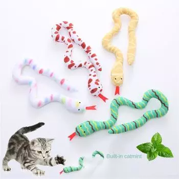 Маленькая интерактивная игрушка для кошек в форме змеи, устойчивая к укусам, с добавлением кошачьей мяты внутри, мягкая игрушка в форме змеи, вес 32 г, товары для кошек, аксессуары для домашних животных
