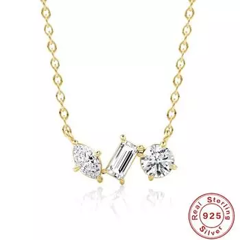 Маленькая изысканная геометрическая подвеска «Лошадиный глаз» из стерлингового серебра 925 пробы с бриллиантовым дизайном, простое повседневное высококлассное атмосферное ожерелье 925 silver золотой