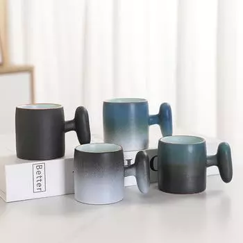 Маленькая керамическая чашка с ручкой, Master Cups, японский ретро-фарфор, чайный сервиз в стиле кунг-фу, кружка для концентрированного кофе, 80 мл, 1 шт. 80ml чёрный