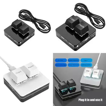 Маленькая клавиатура Macropad 2 клавиши Настраиваемая подсветка RGB Переключатели Программирование для игровых планшетов для киберспорта Photoshops C белый