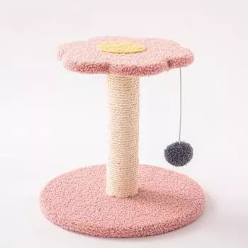 Маленькая короткая когтеточка для кошачьего дерева с шариком для игрового отдыха, когтеточка для кошек в помещении, стойка для лазания для домашних котят 30x30x28cm розовый