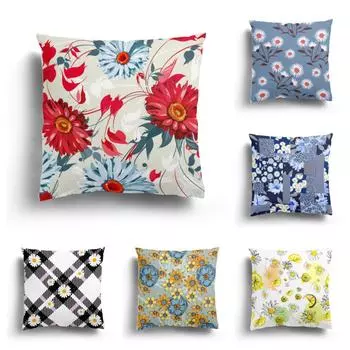 Маленькая короткая плюшевая наволочка со свежим цветком ромашки, модная наволочка, домашний декор, диван 40x40cm