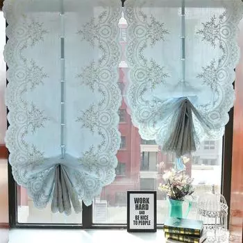 Маленькая короткая занавеска на плавающее окно, бесплатная установка, римская веерообразная кухонная занавеска Bure W60cm x H115cm