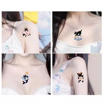 Маленькая кошка созвездие тату наклейка водонепроницаемая временная татуировка маленький палец запястье поддельная татуировка для боди-арта женщины ребенок