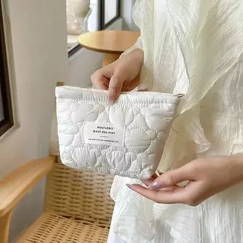 Маленькая косметичка с медвежонком Женская косметичка Женская сумочка-клатч Кошелек для монет Милая сумка для хранения помады для ключей Чехол для телефона белый