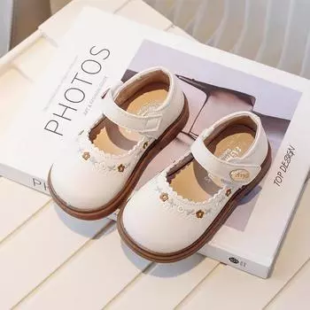 Маленькая кожаная обувь для девочек, новинка весенне-осеннего сезона, детская прогулочная обувь на мягкой подошве, детская обувь принцессы, обувь для маленьких девочек 21 белый