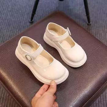 Маленькая кожаная обувь для девочек, весенне-осенняя детская обувь, черная осенняя английская обувь принцессы Мэри Джейн для детей и девочек 26 чёрный